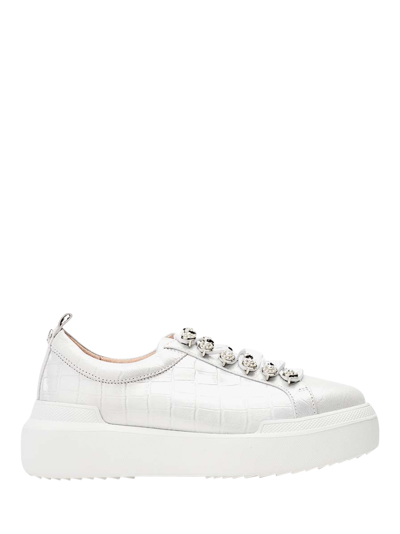 Moda in Pelle Blossie Leather Lace Up Chunky Trainers, White