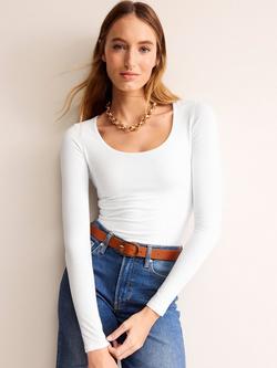 Boden Double Layer Scoop Neck Top, White