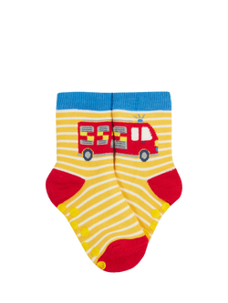 Frugi Kids' Cotton Grippy Helicopter Socks, Pack of 2 - view 2, Helicopter Multipack