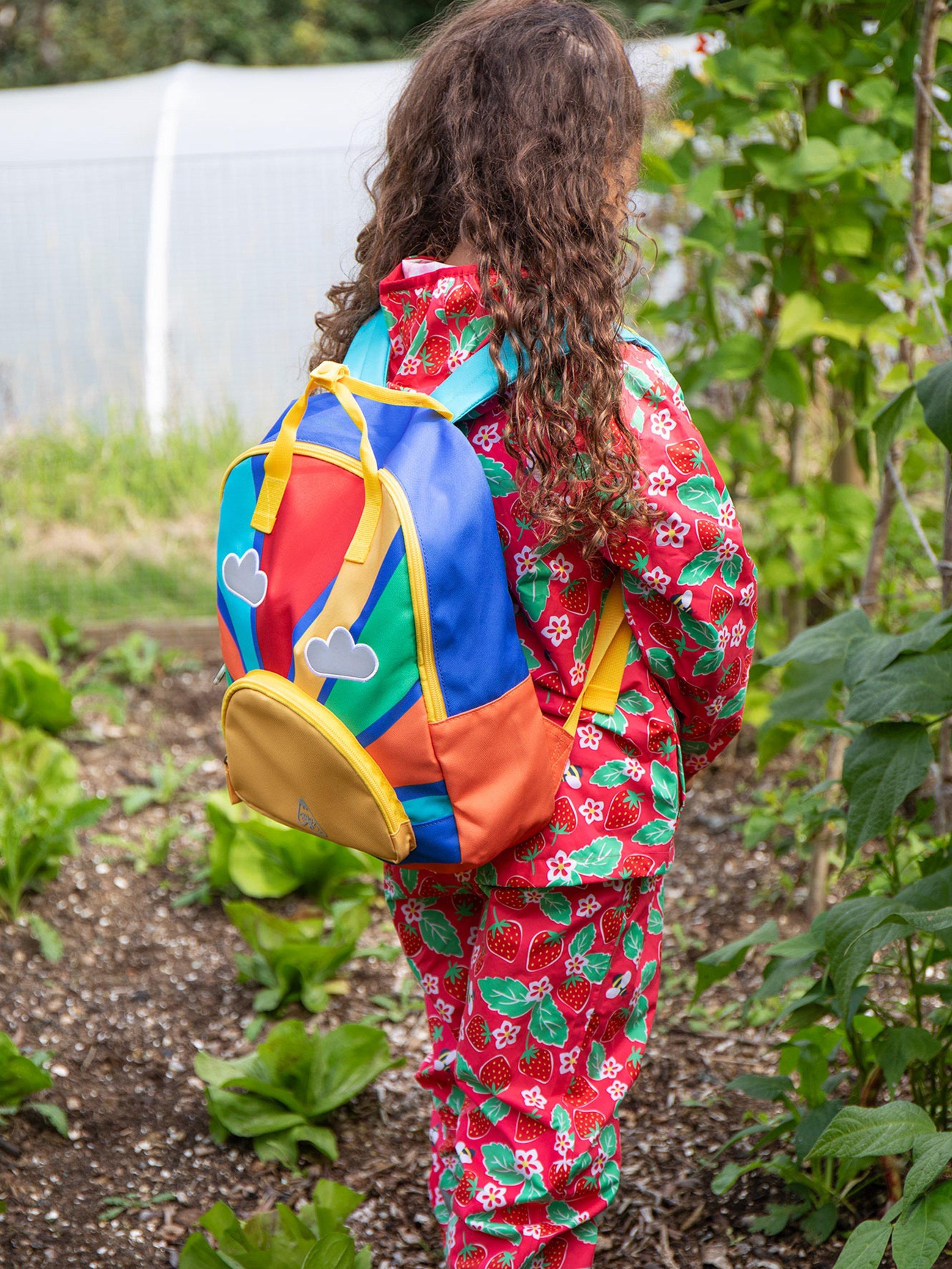 Product image 2 of 7, which shows Frugi Kids' Ramble Rainbow Backpack, Multi