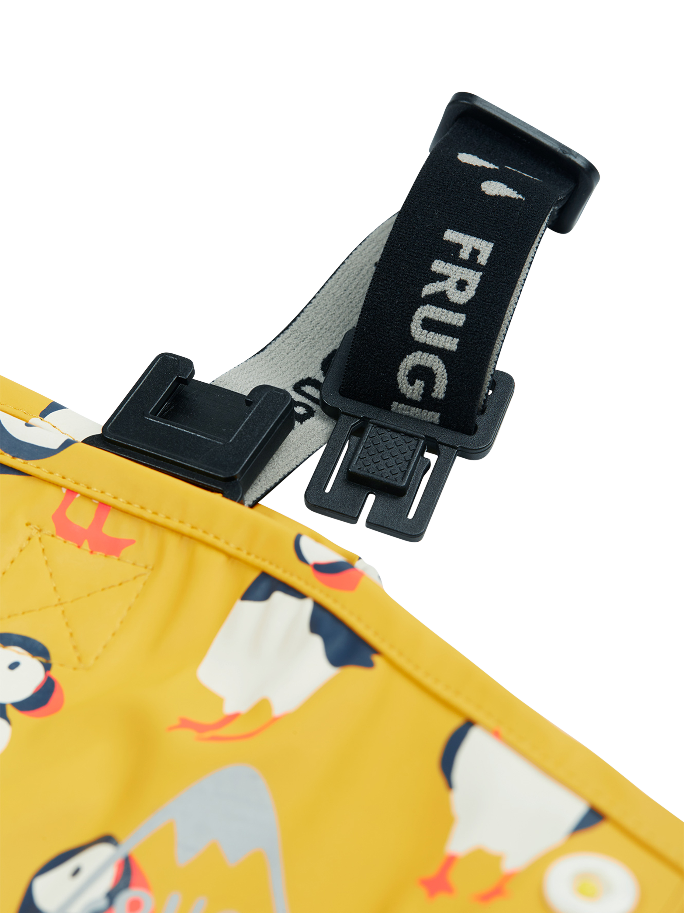 Product image 5 of 7, which shows Frugi Kids' Puddle Buster Waterproof Rain Trousers, Multi, 1-2 years