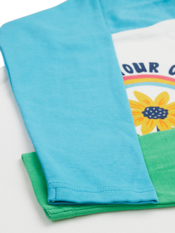 Frugi Kids' Tamar Organic Cotton Summer Garden Raglan Top, Soft White/Grow - view 2, Soft White/Grow