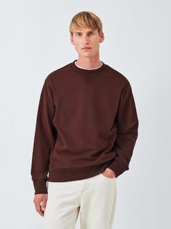 John Lewis Crew Neck Panel Cotton Sweatshirt, Bitter Chocolate