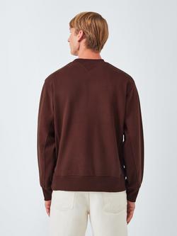 John Lewis Crew Neck Panel Cotton Sweatshirt - view 2, Bitter Chocolate