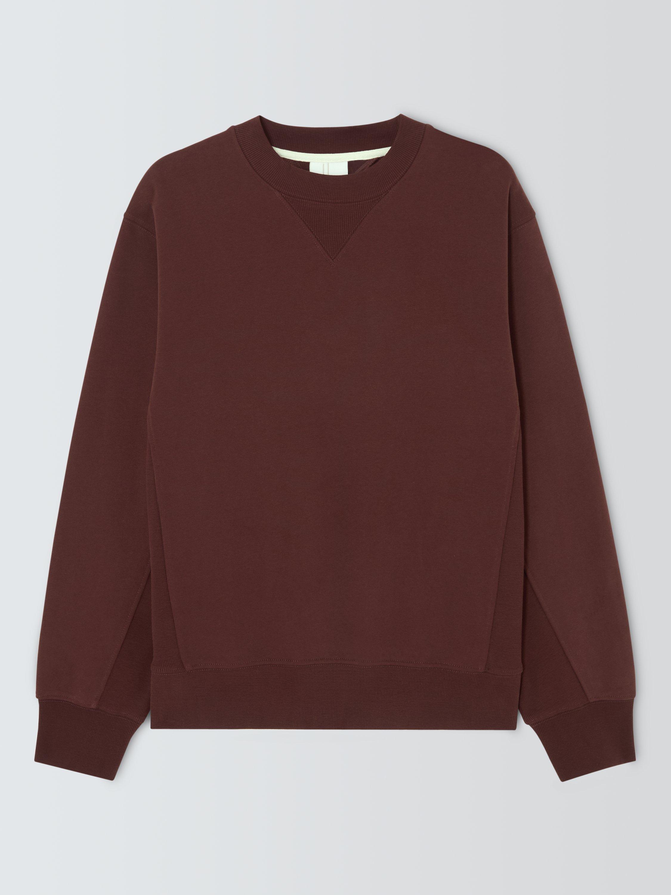 Product image 4 of 6, which shows John Lewis Crew Neck Panel Cotton Sweatshirt, Bitter Chocolate, L