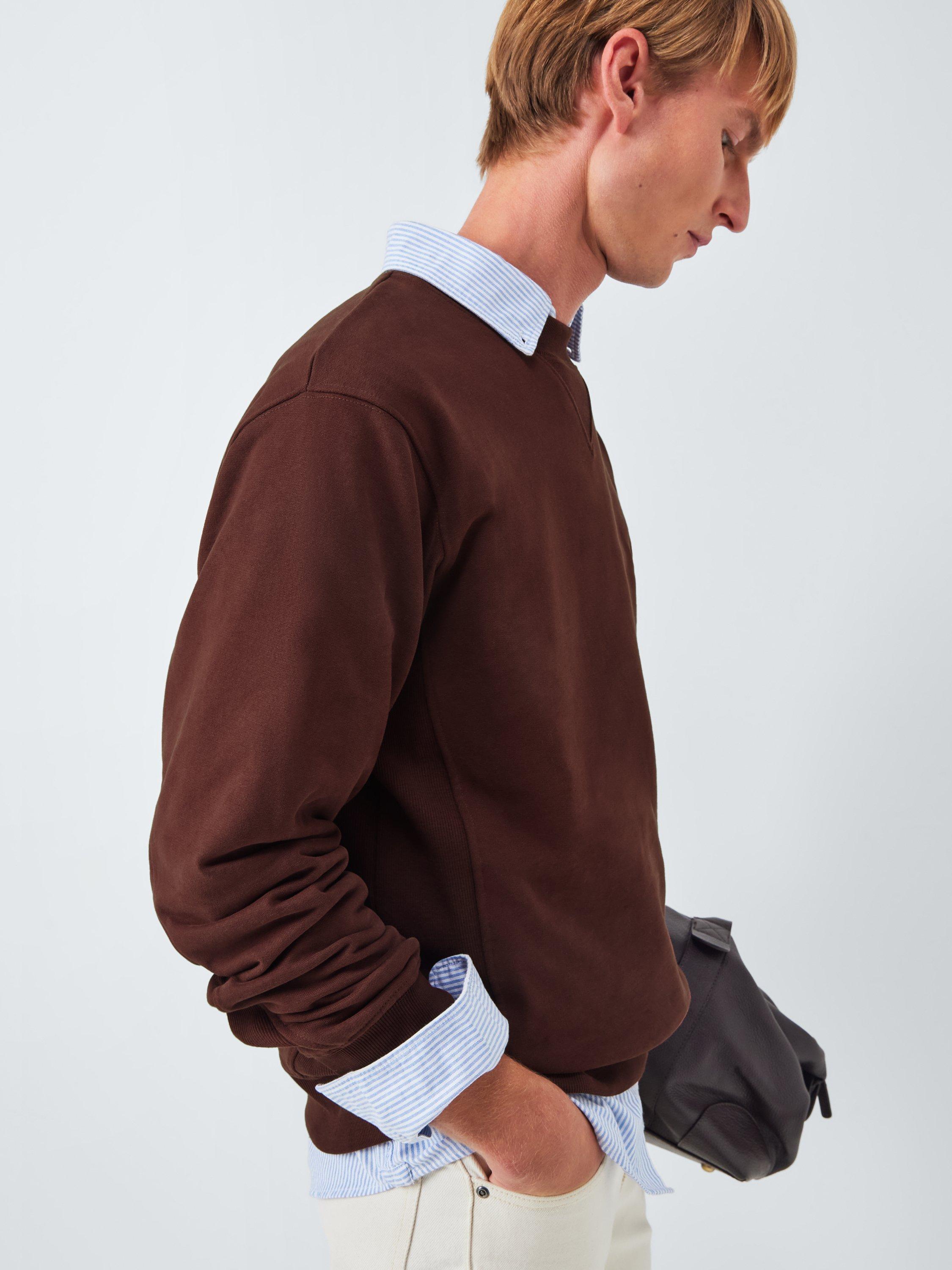 Product image 5 of 6, which shows John Lewis Crew Neck Panel Cotton Sweatshirt, Bitter Chocolate, L