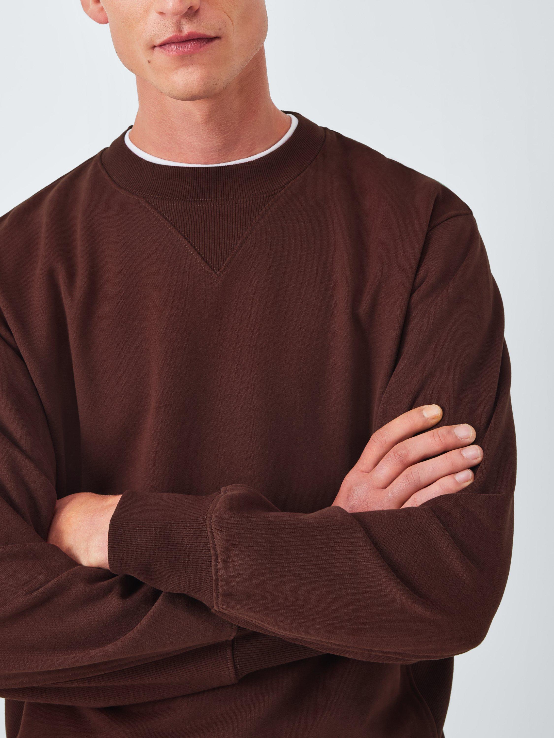 Product image 6 of 6, which shows John Lewis Crew Neck Panel Cotton Sweatshirt, Bitter Chocolate, L