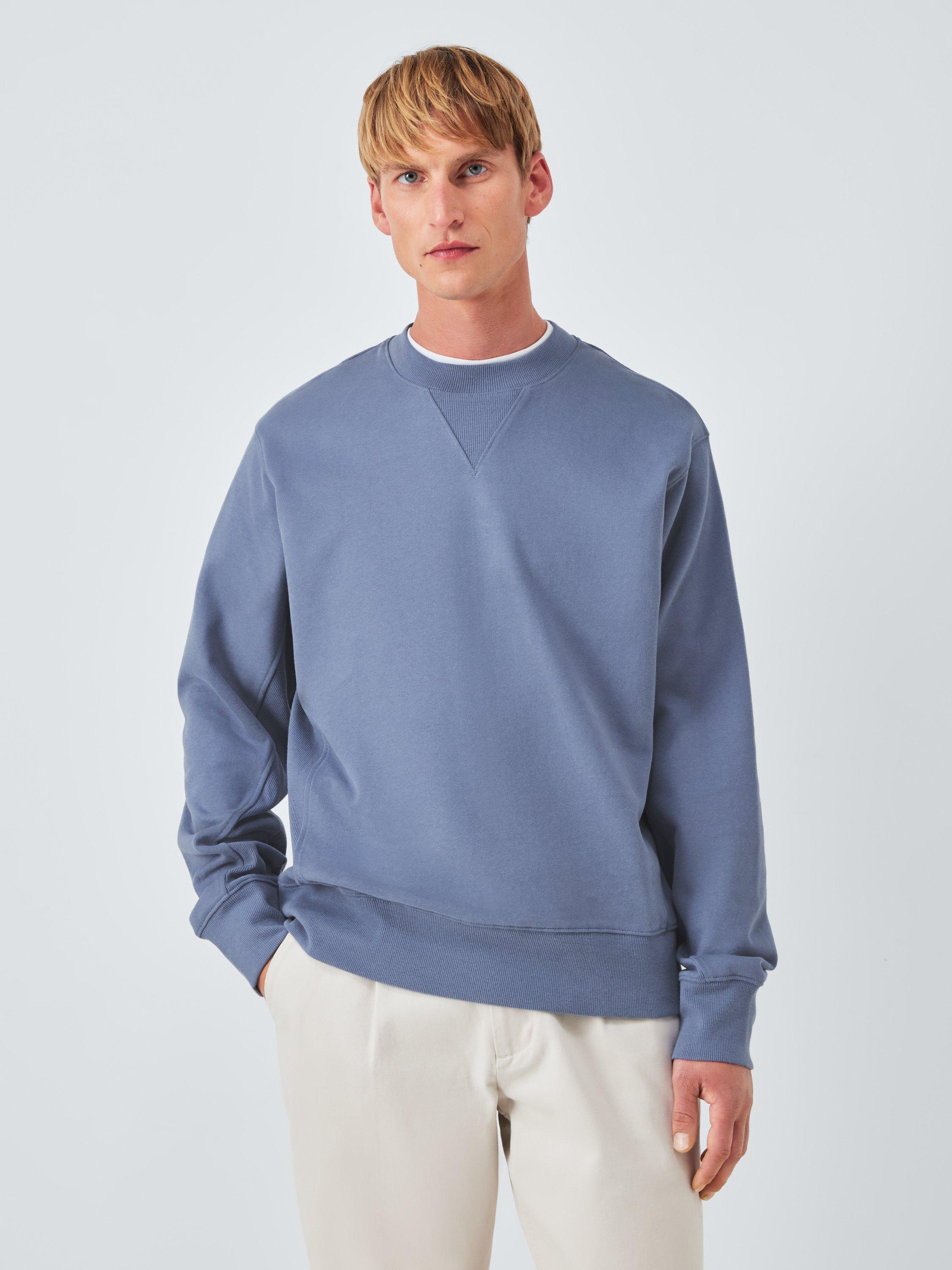 Product image 1 of 6, which shows John Lewis Crew Neck Panel Cotton Sweatshirt, Flint Stone, M