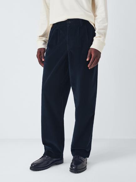 John Lewis Loose Fit Corduroy Trousers, Sky Captain