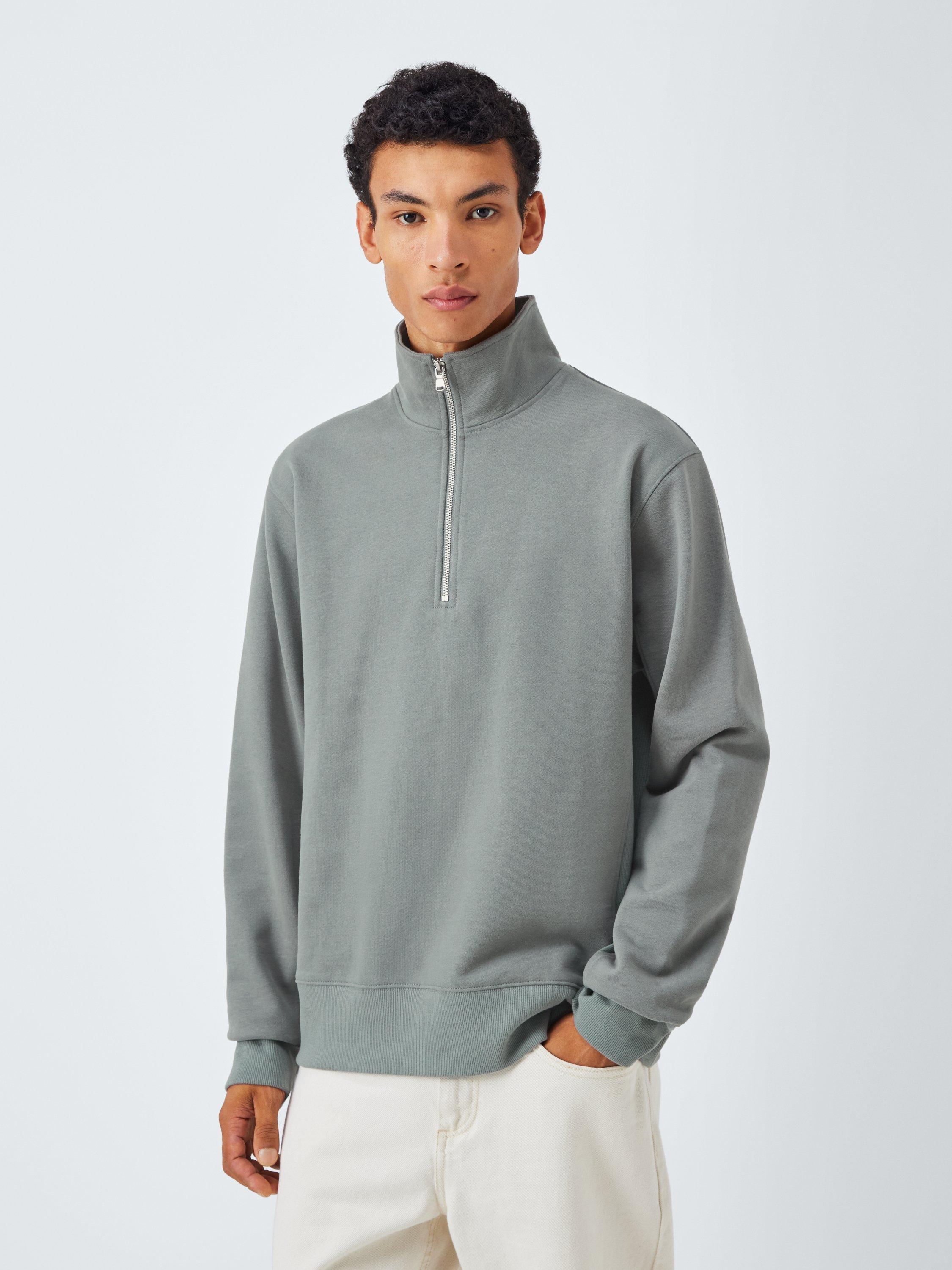 Product image 1 of 6, which shows John Lewis Half Zip Cotton Sweatshirt, Sedona Sage, S