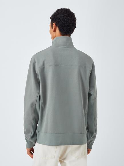 John Lewis Half Zip Cotton Sweatshirt - view 2, Sedona Sage