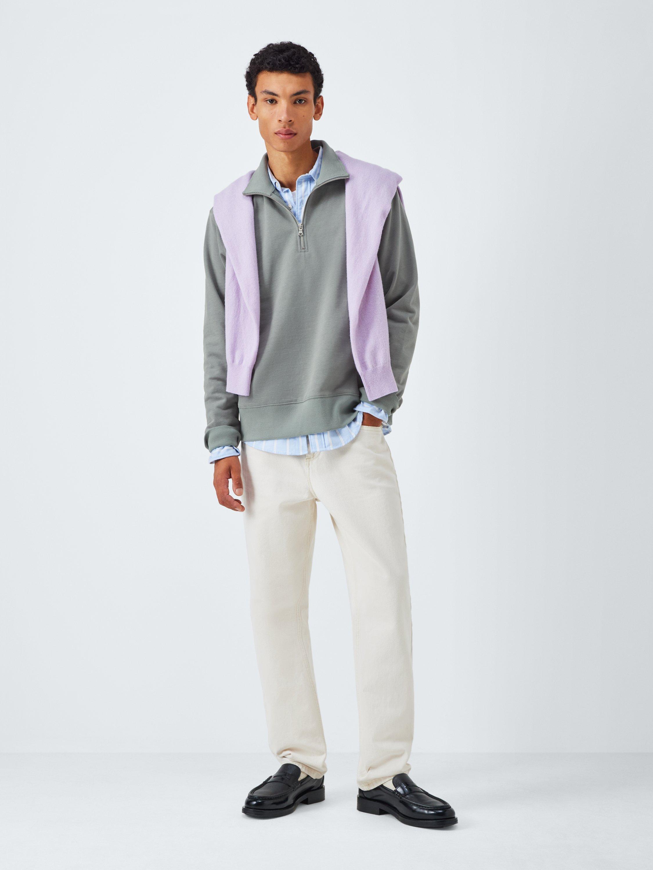 Product image 3 of 6, which shows John Lewis Half Zip Cotton Sweatshirt, Sedona Sage, S