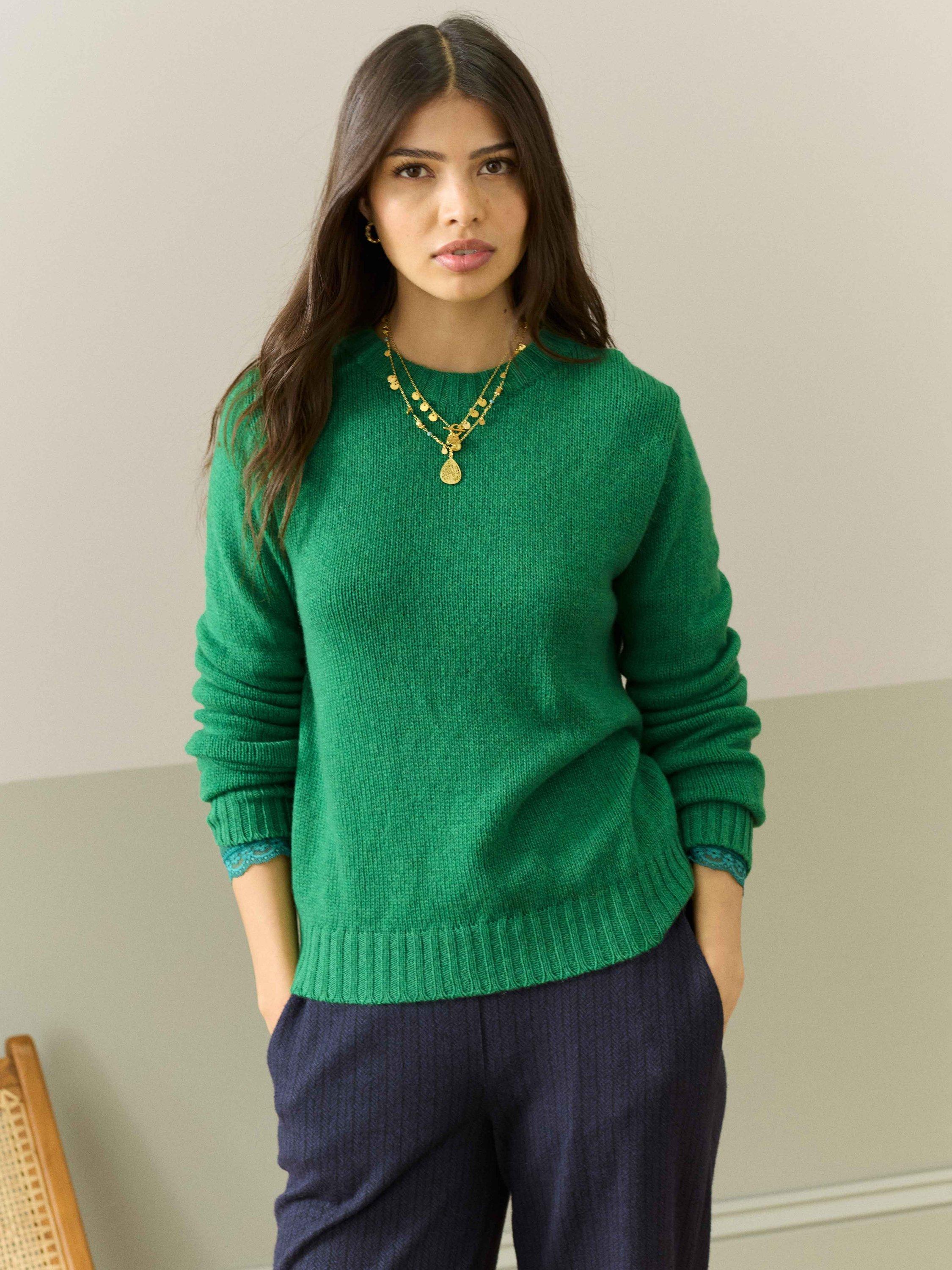 Product image 1 of 5, which shows Brora Gauzy Pure Cashmere Jumper, Meadow, 8-10