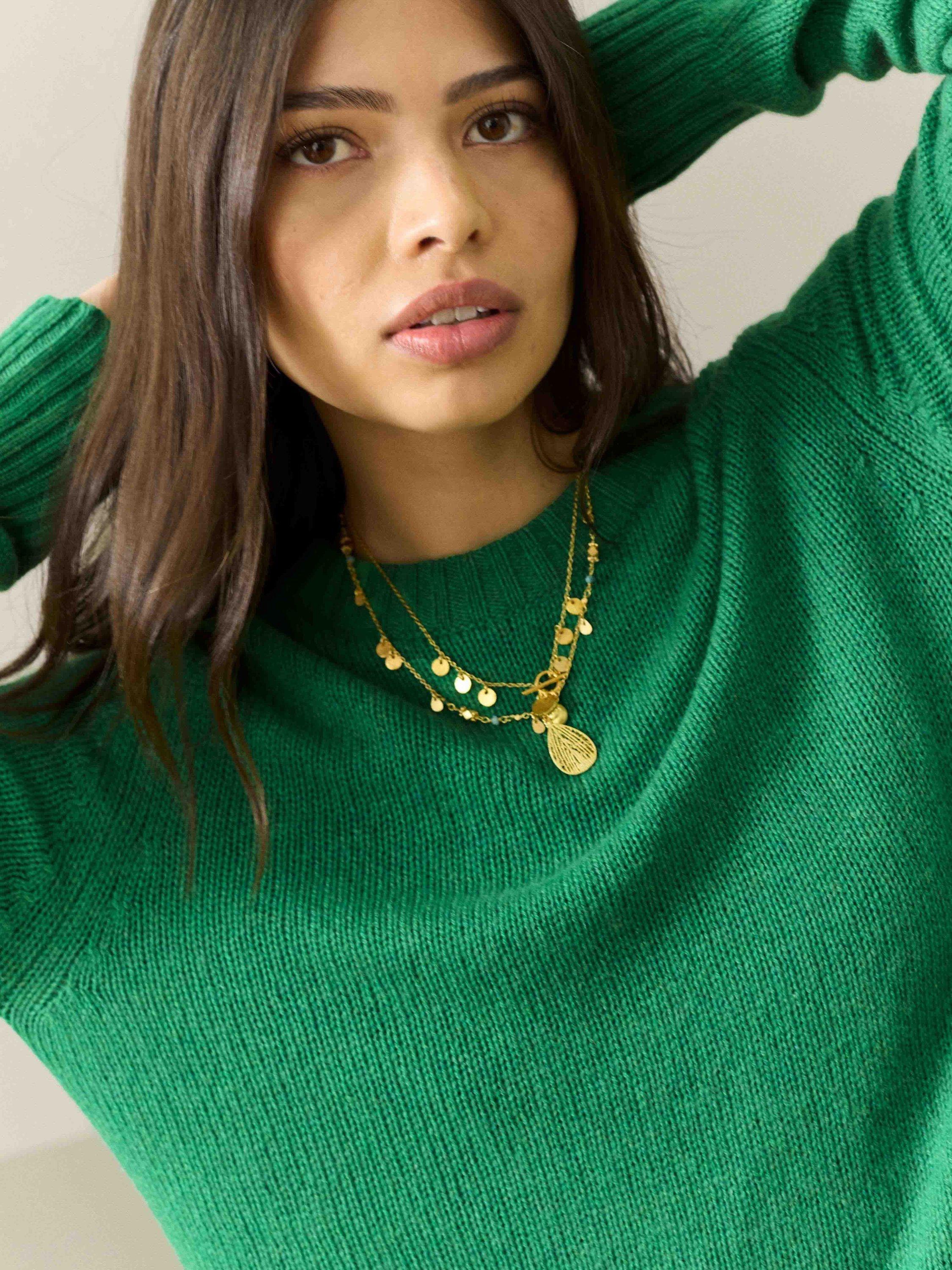 Product image 4 of 5, which shows Brora Gauzy Pure Cashmere Jumper, Meadow, 8-10