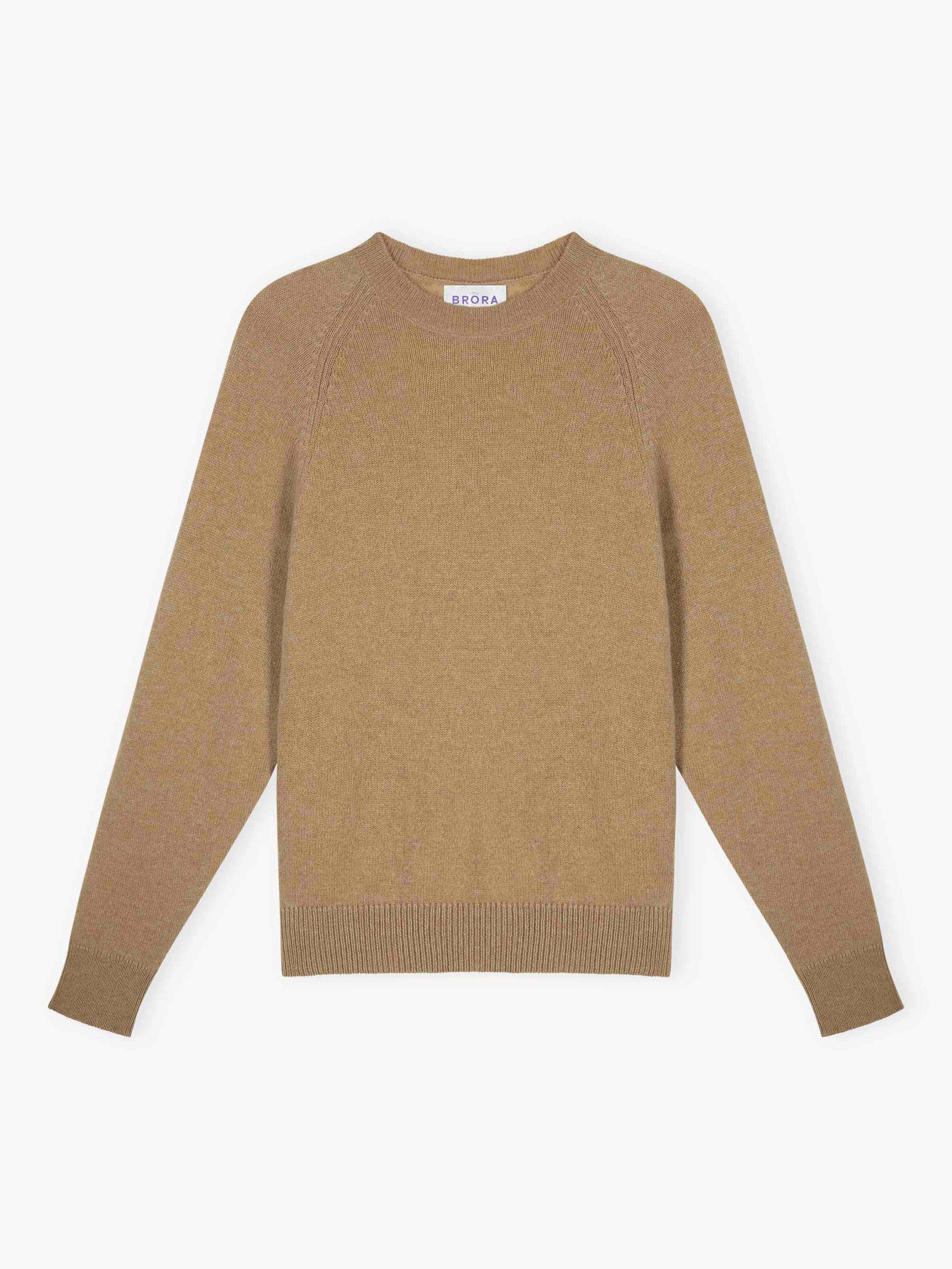 Product image 5 of 5, which shows Brora Gauzy Round Neck Pure Cashmere Jumper, Camel, 8-10