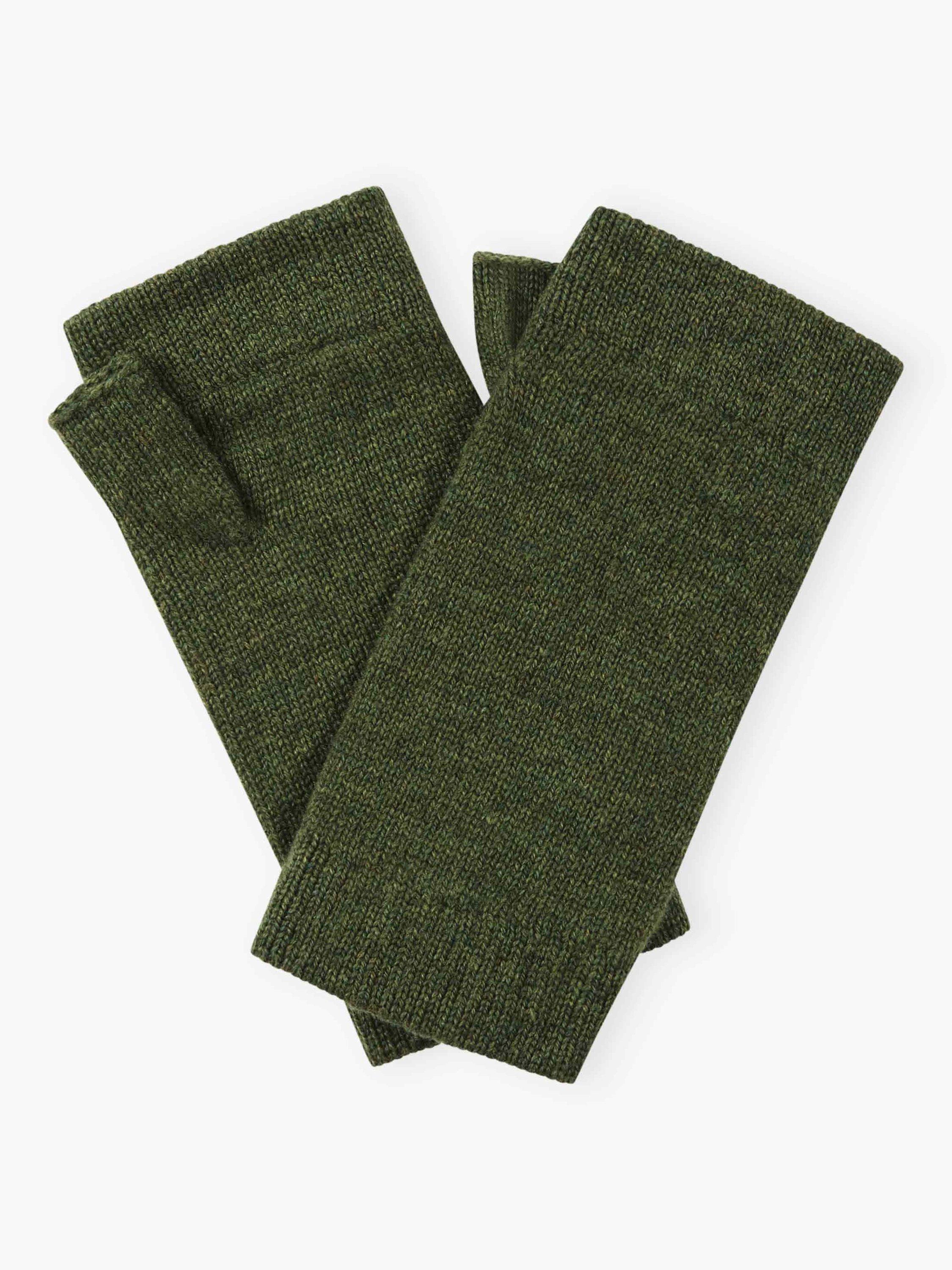 Brora Pure Cashmere Wrist Warmers, Tarragon