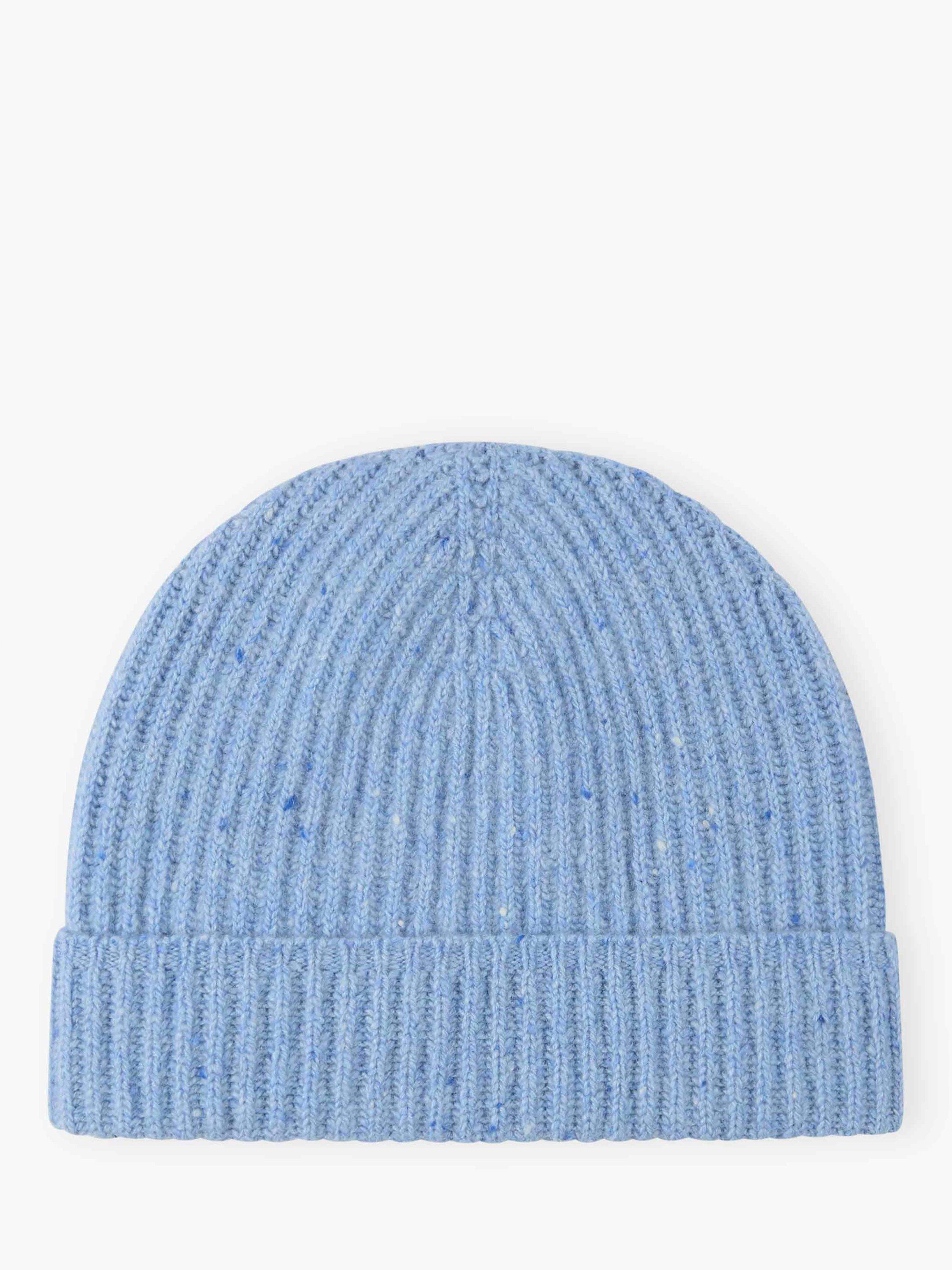 Brora Ribbed Pure Donegal Cashmere Beanie Hat, Porcelain