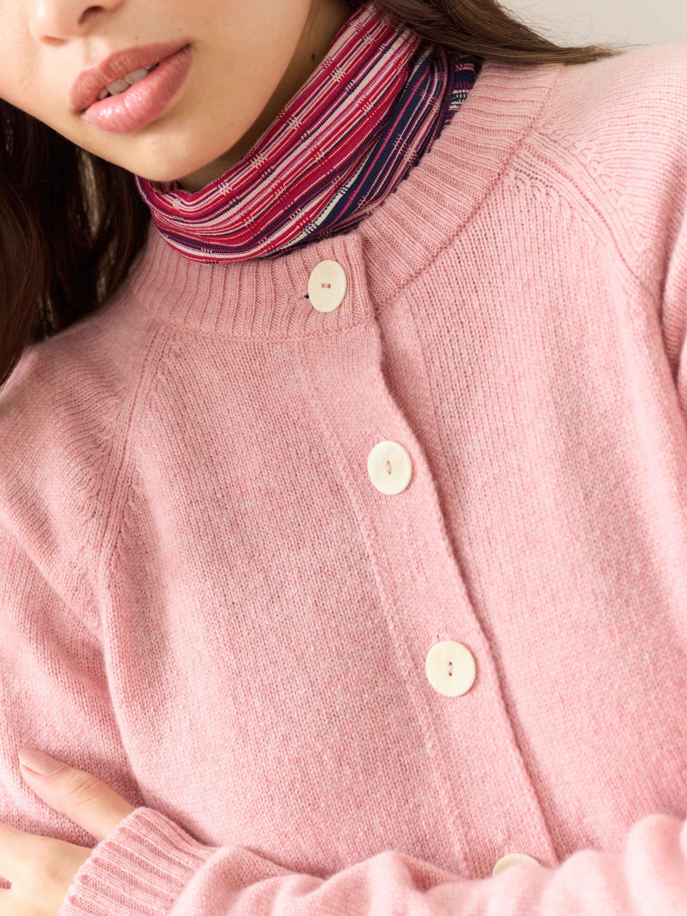 Product image 4 of 5, which shows Brora Raglan Sleeve Pure Cashmere Cardigan, Shell, 8