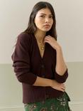 Brora Cashmere V-Neck Cardigan, Malt