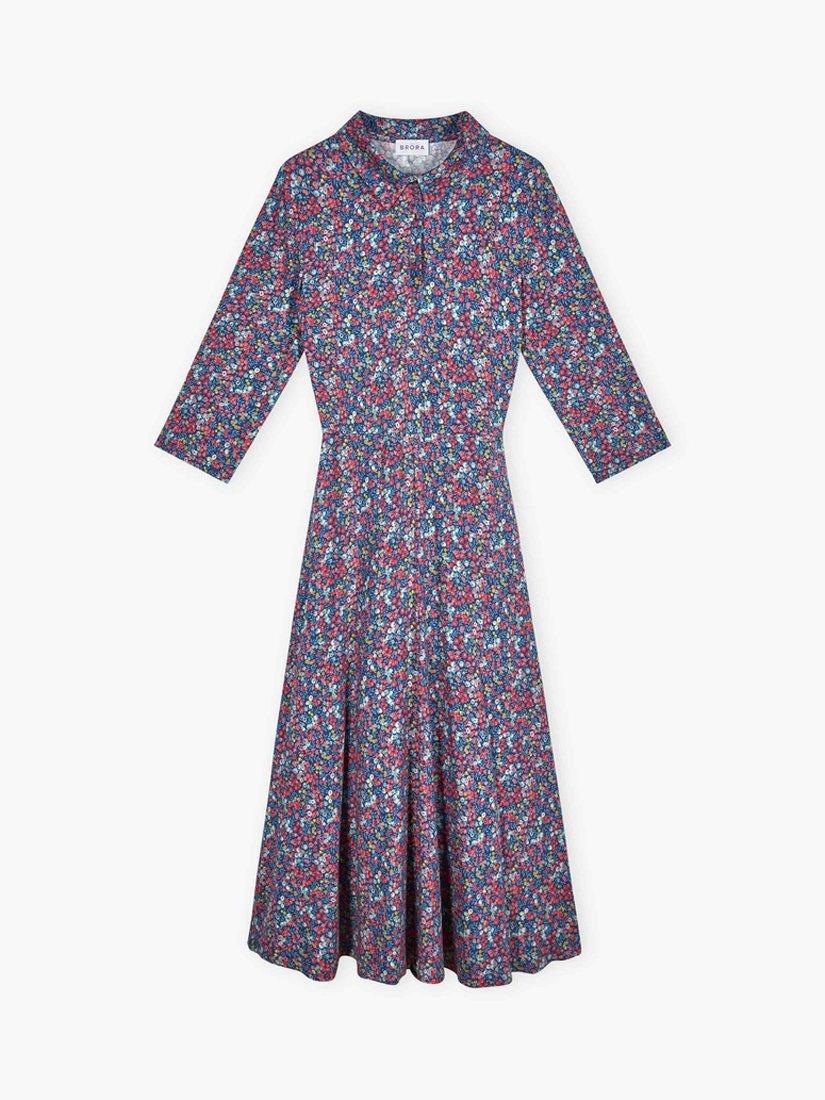 Product image 5 of 5, which shows Brora Liberty Jersey Shirt Dress, Cobalt/Multi, 6