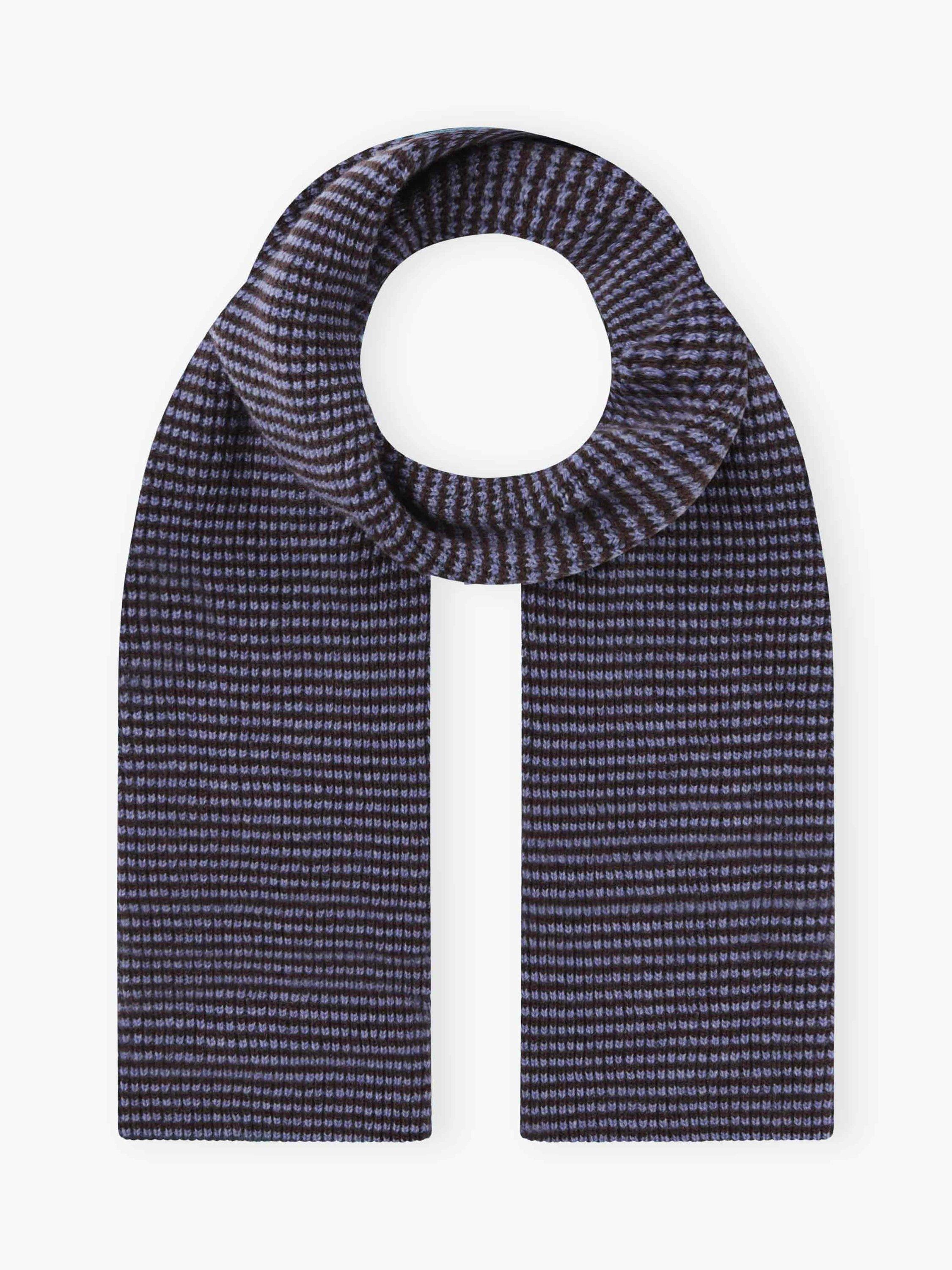 Brora Stripe Fine Knit Pure Cashmere Scarf, Malt & Wisteria