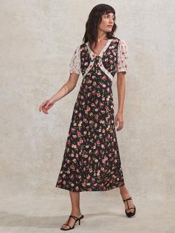 Ro&Zo Mixed Floral Ditsy Dress, Black/Multi, Black/Multi