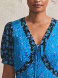 Ro&Zo Mixed Floral Ditsy Midi Dress, Blue, Blue