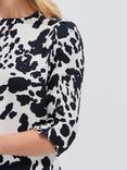 Ro&Zo Monochrome Abstract Spot Puff Sleeve Dress, Black/White
