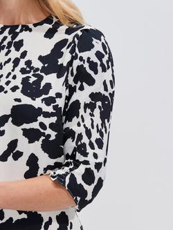 Ro&Zo Monochrome Abstract Spot Puff Sleeve Dress, Black/White - view 2, Black/White