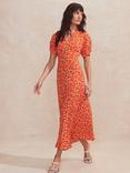 Ro&Zo Ditsy Wrap Back Midi Dress, Red