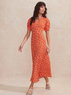 Ro&Zo Ditsy Wrap Back Midi Dress, Red, Red