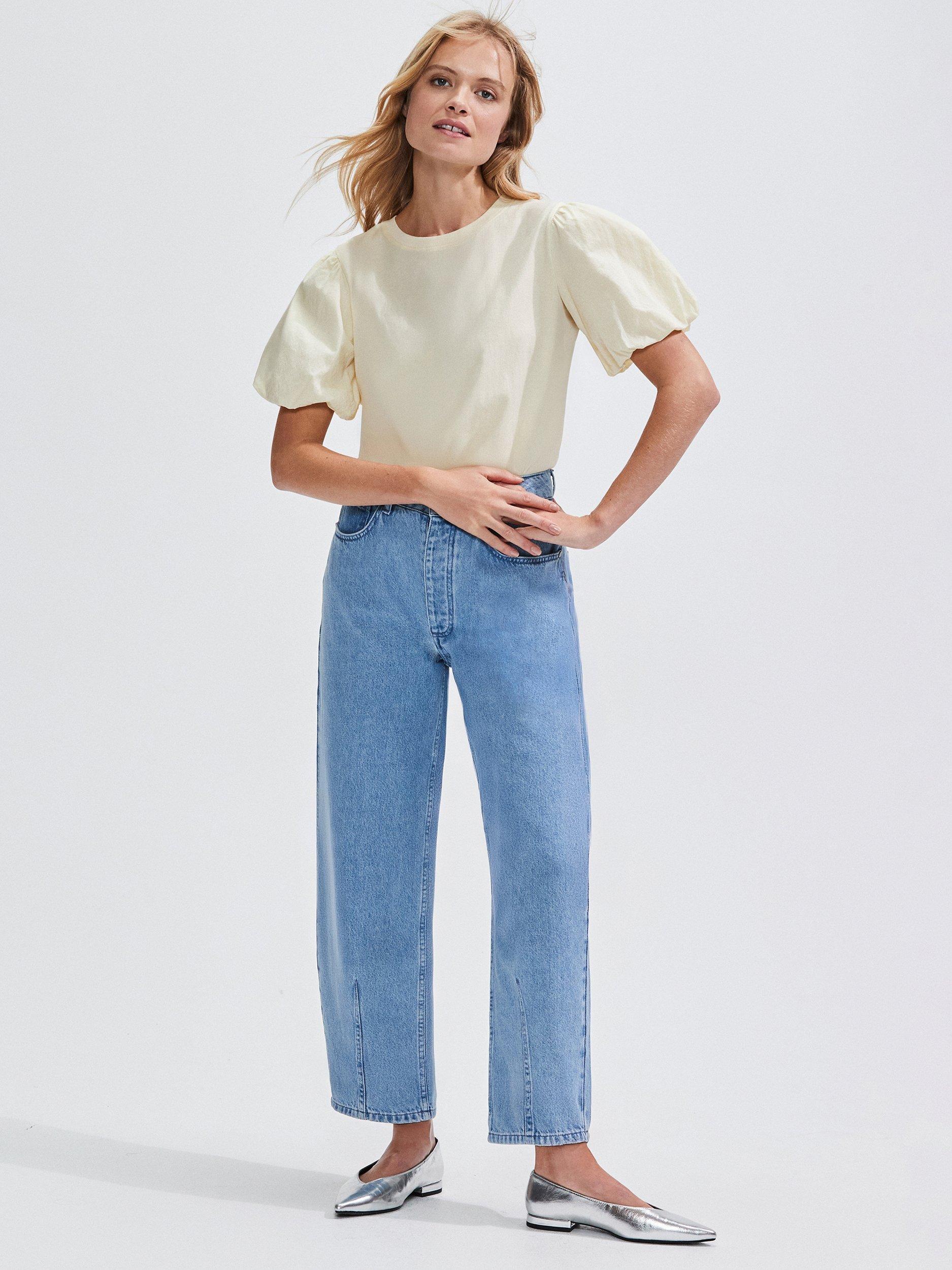 Product image 2 of 4, which shows Ro&Zo Pure Organic Cotton Puff Sleeve T-Shirt, Yellow, XS