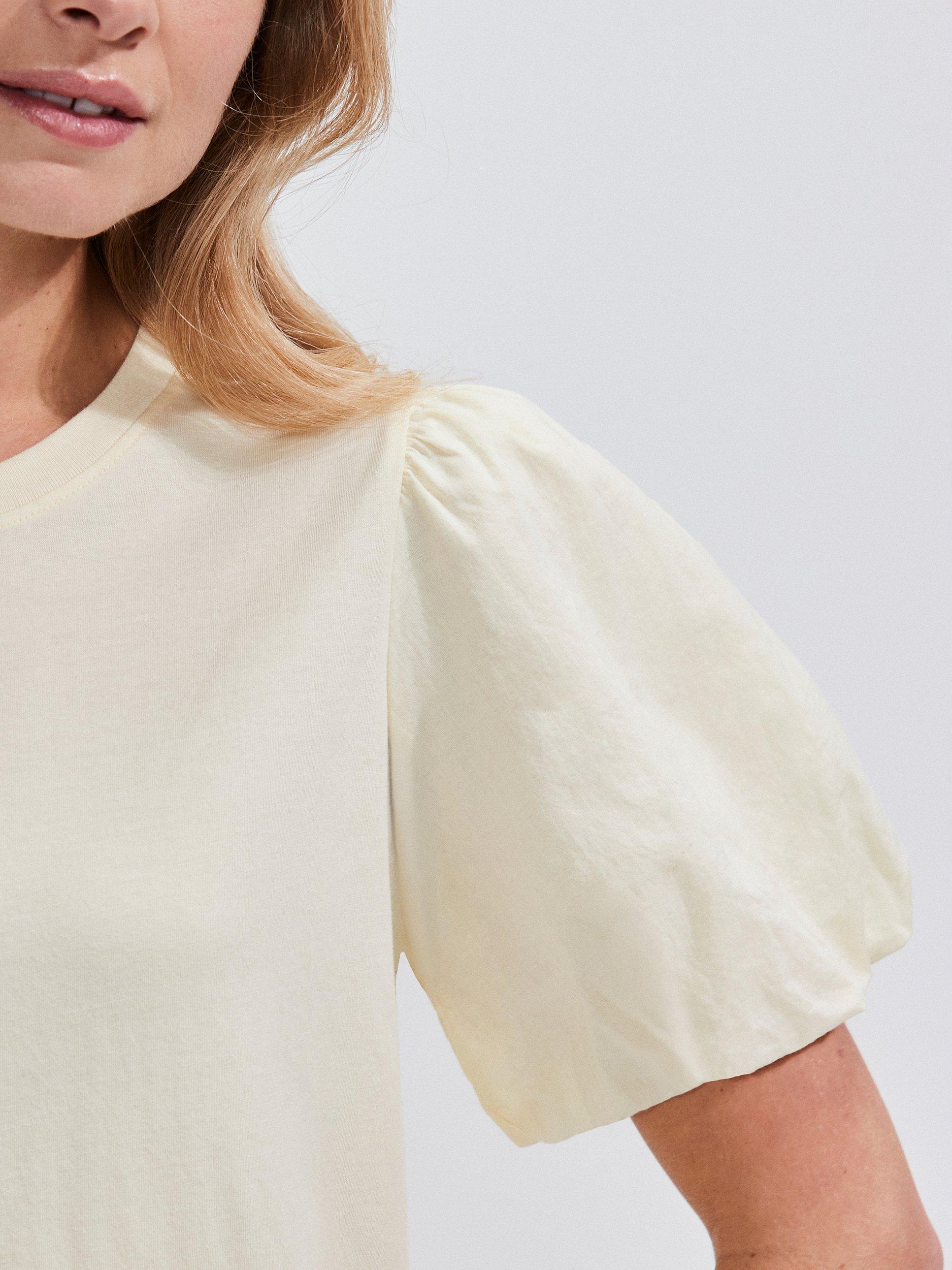 Product image 3 of 4, which shows Ro&Zo Pure Organic Cotton Puff Sleeve T-Shirt, Yellow, XS
