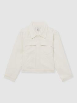 Reiss Kids' Joss Boxy Jacket, Ivory, Ivory