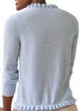 Pure Collection Cashmere Ruffle Cardigan, Light Blue
