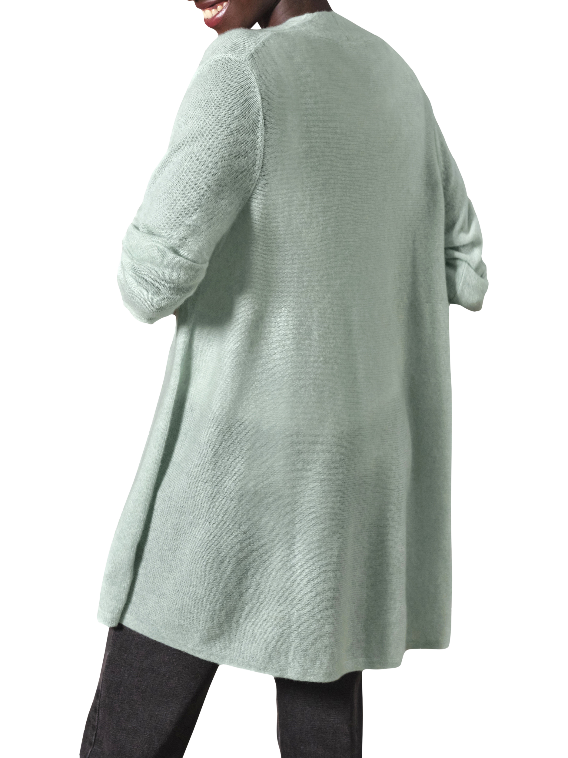 Product image 3 of 3, which shows Pure Collection Gassato Swing Pure Cashmere Cardigan, Willow Green, S