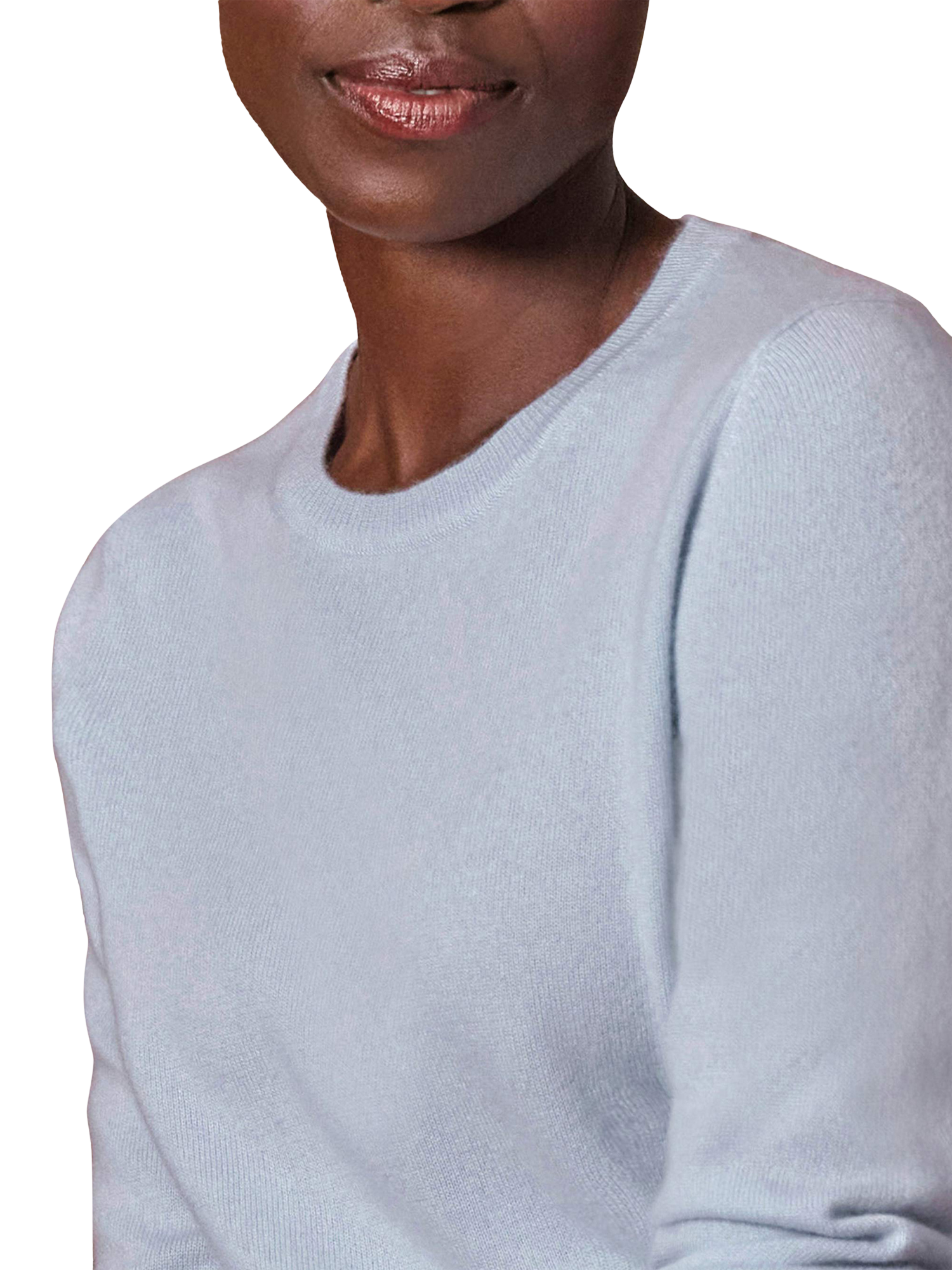 Product image 2 of 3, which shows Pure Collection Crew Neck Pure Cashmere Sweater, Pastel Blue, 8