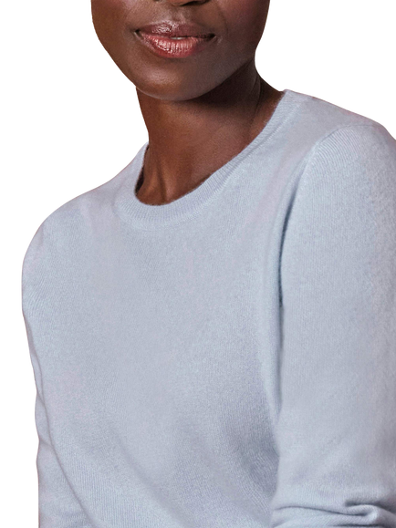 Pure Collection Crew Neck Pure Cashmere Sweater, Pastel Blue - view 2, Pastel Blue