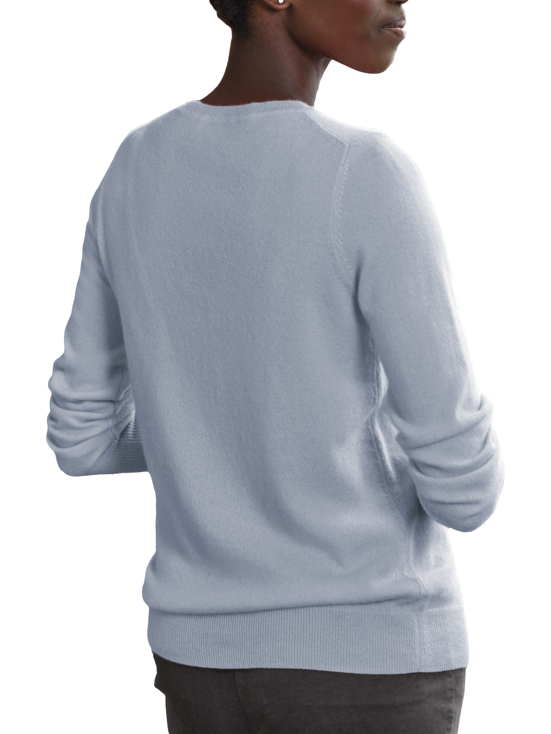 Product image 3 of 3, which shows Pure Collection Crew Neck Pure Cashmere Sweater, Pastel Blue, 8