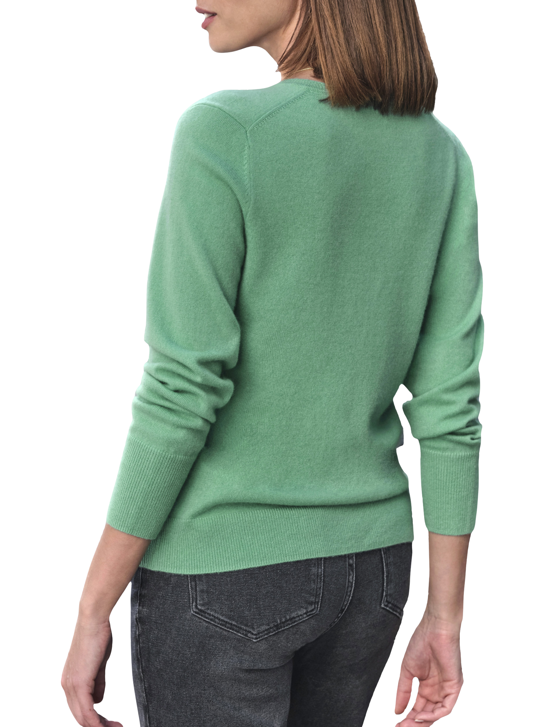 Product image 3 of 3, which shows Pure Collection V-Neck Pure Cashmere Jumper, Green, 8