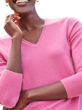 Pure Collection V-Neck Pure Cashmere Jumper, Pink Camellia