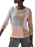 Pure Collection Gassato Diagonal Intarsia Pure Cashmere Jumper, Multi