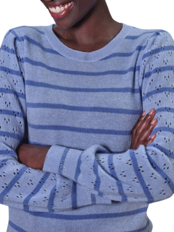 Pure Collection Stripe Gassato Pure Cashmere Jumper, Blue Multi - view 2, Blue Multi