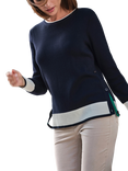 Pure Collection Tipped High Neck Jumper, Navy/White