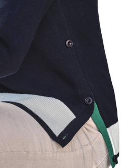 Pure Collection Tipped High Neck Jumper, Navy/White - view 2, Navy/White