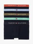Tommy Hilfiger Original Cotton Logo Waistband Trunks, Pack of 5, Navy/Multi