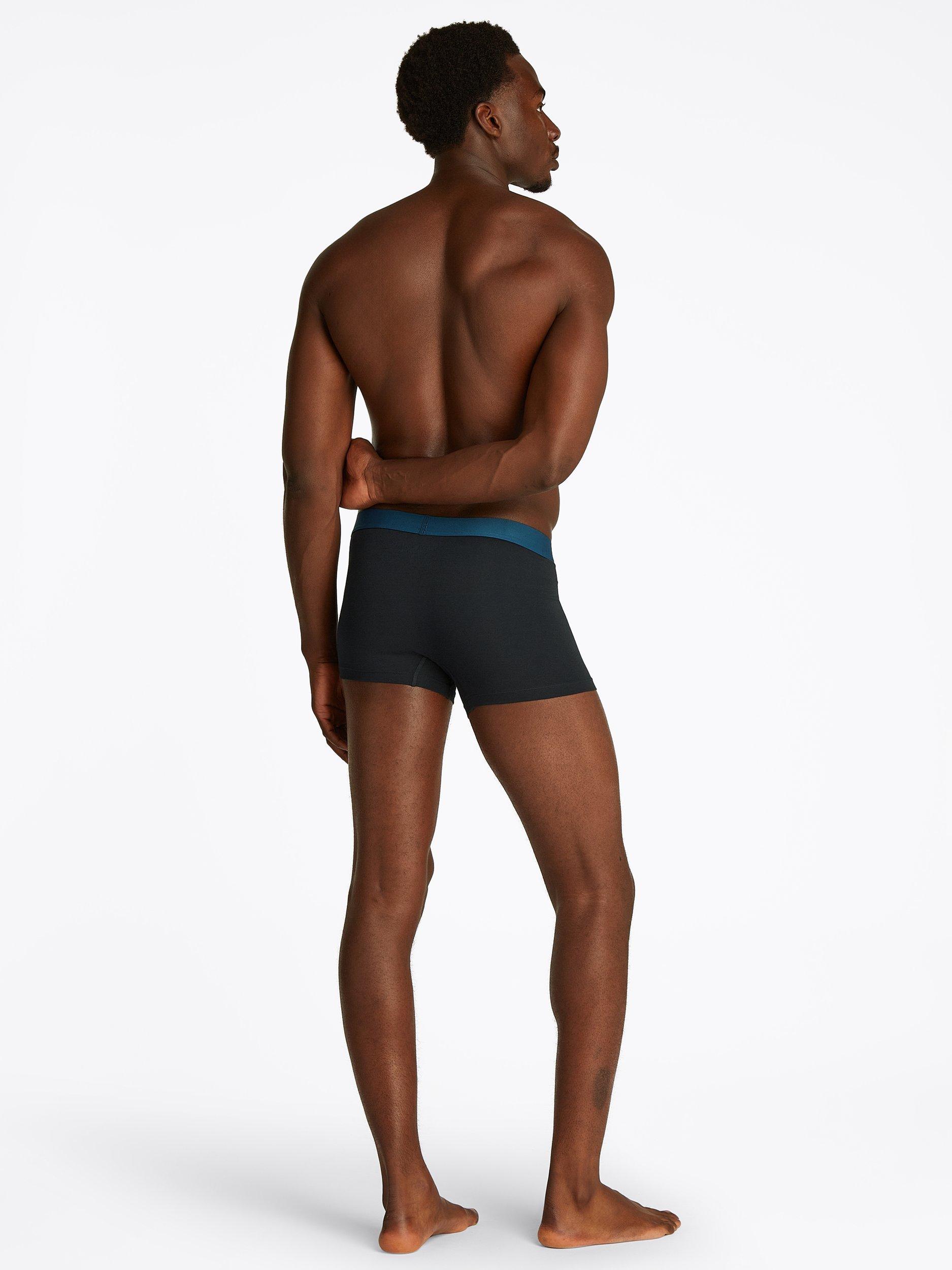 Product image 3 of 6, which shows Tommy Hilfiger Waistband Trunks, Pack of 3, Deep Indigo/Breezy Blue, M