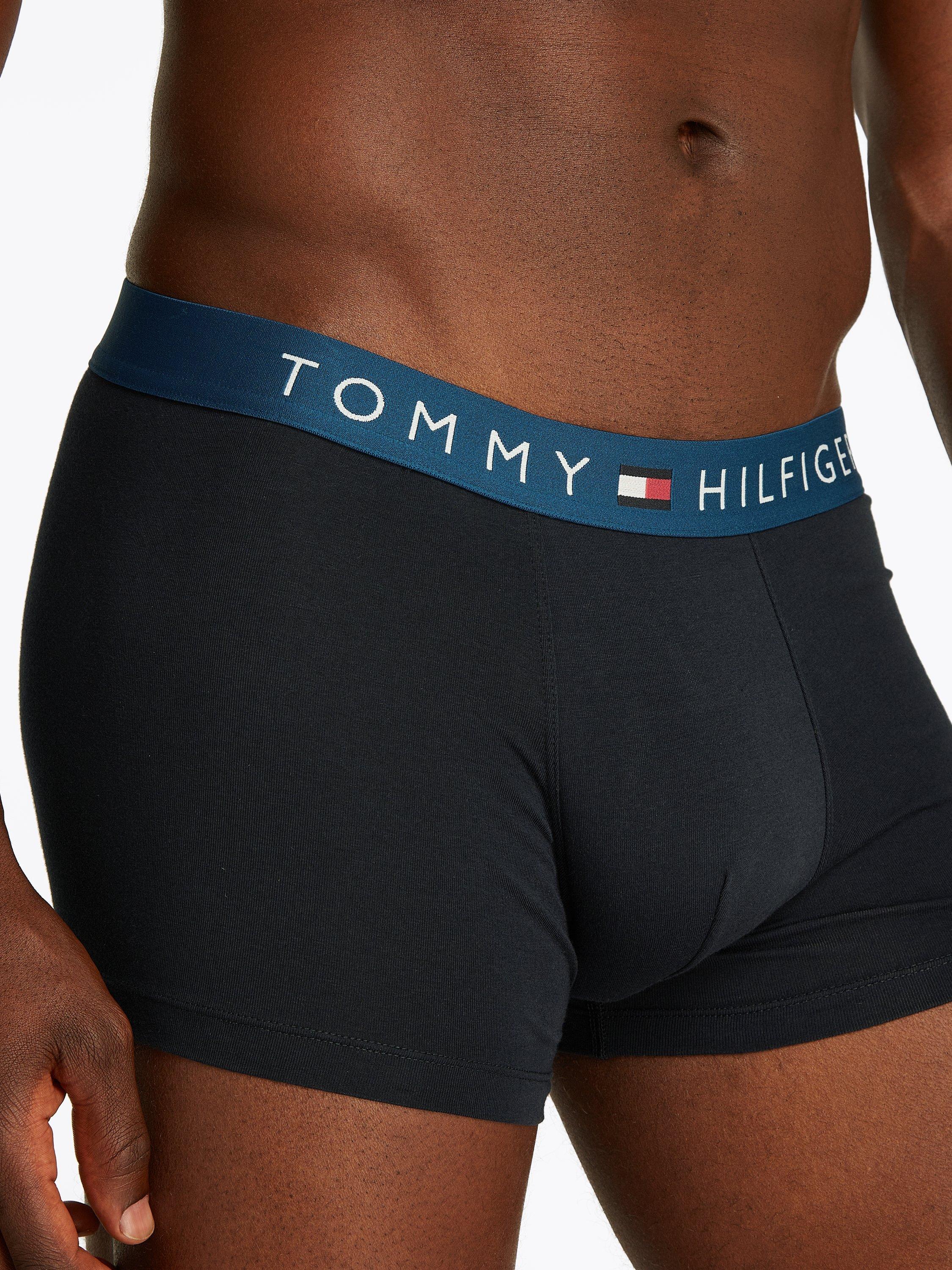 Product image 4 of 6, which shows Tommy Hilfiger Waistband Trunks, Pack of 3, Deep Indigo/Breezy Blue, M