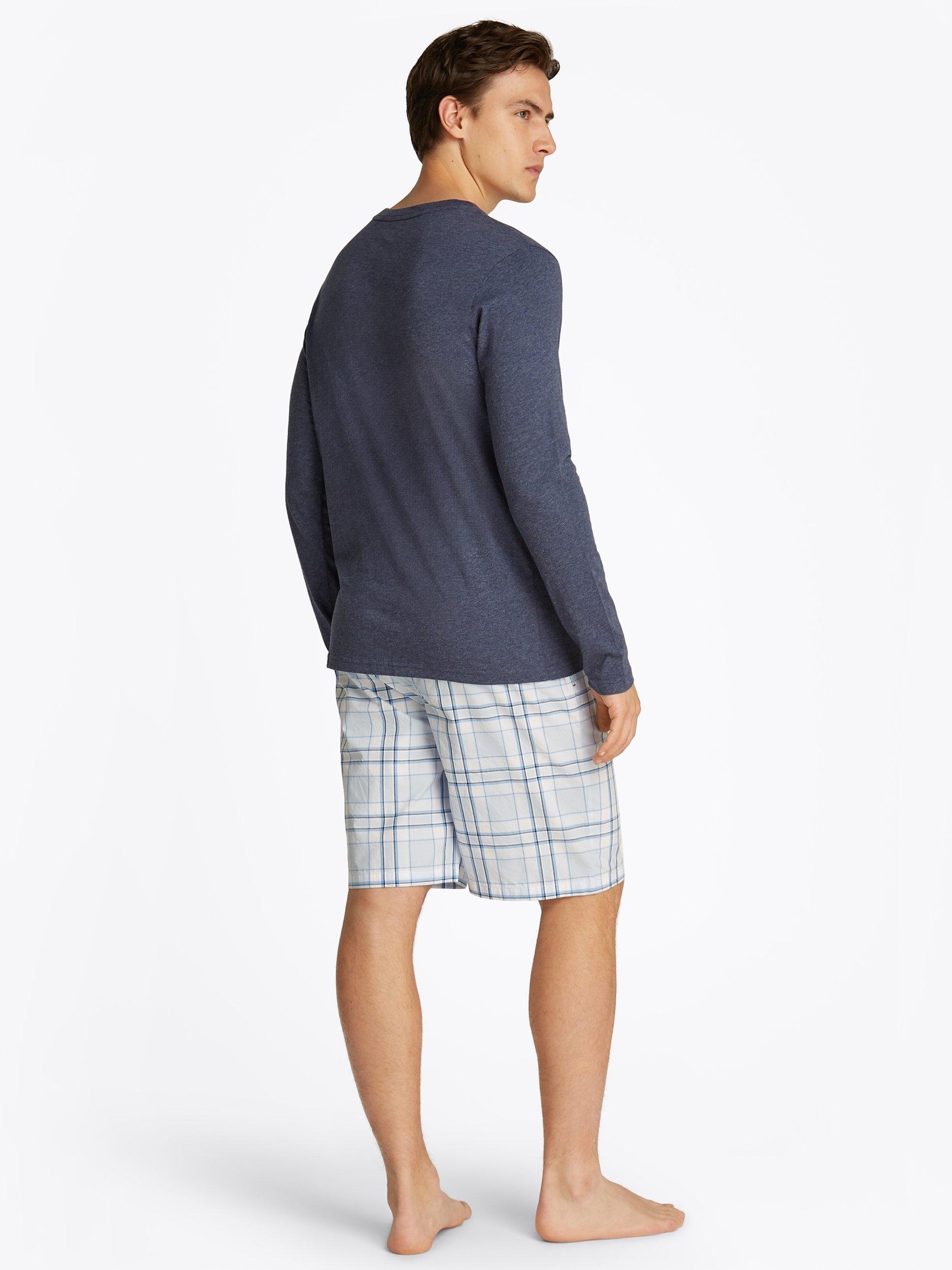 Product image 3 of 5, which shows Tommy Hilfiger Cotton Logo Long Sleeve Pyjama Top, Blue, S