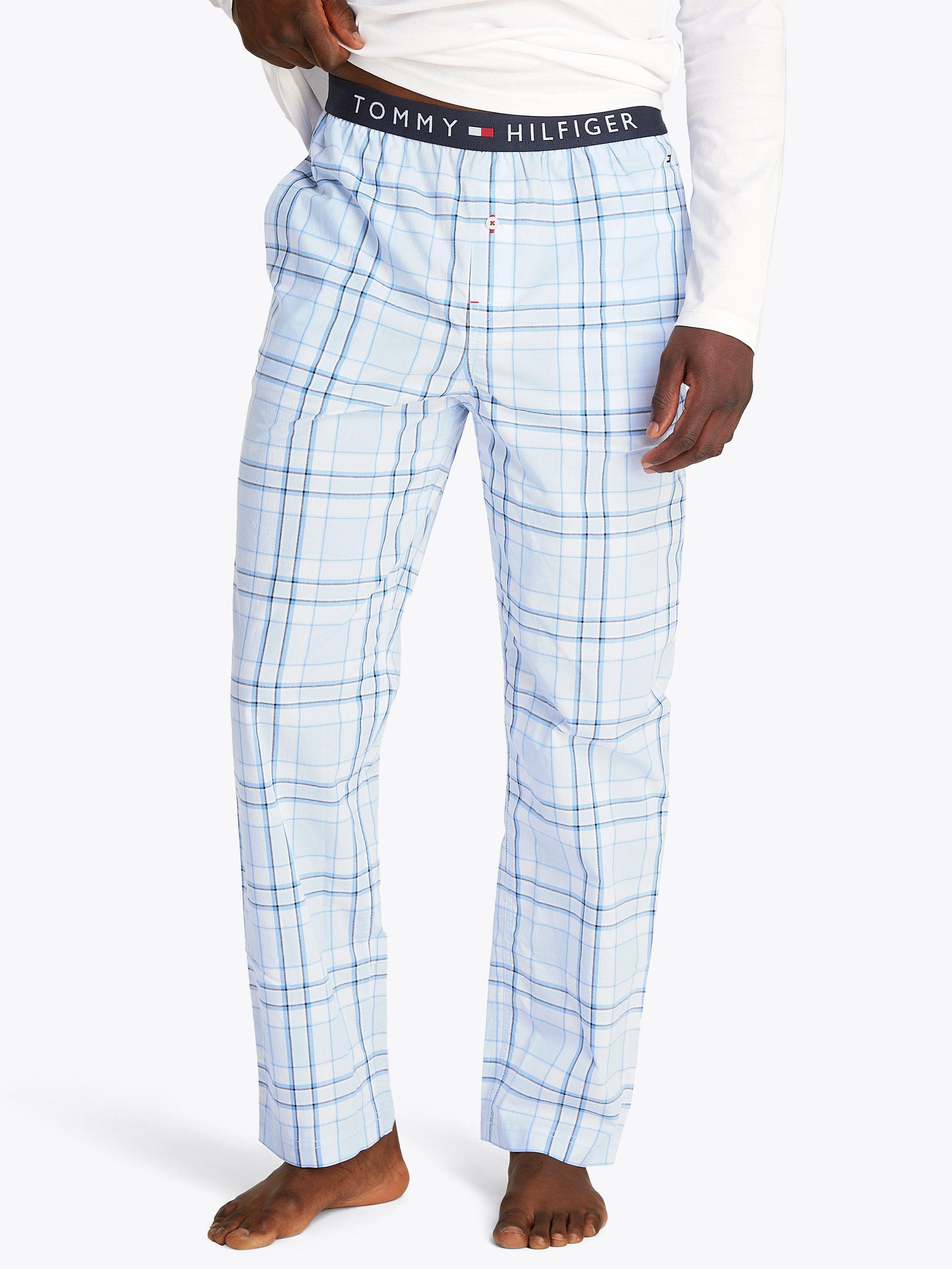 Product image 1 of 7, which shows Tommy Hilfiger Cotton Long Sleeve Pyjama Set, White/Blue, XL
